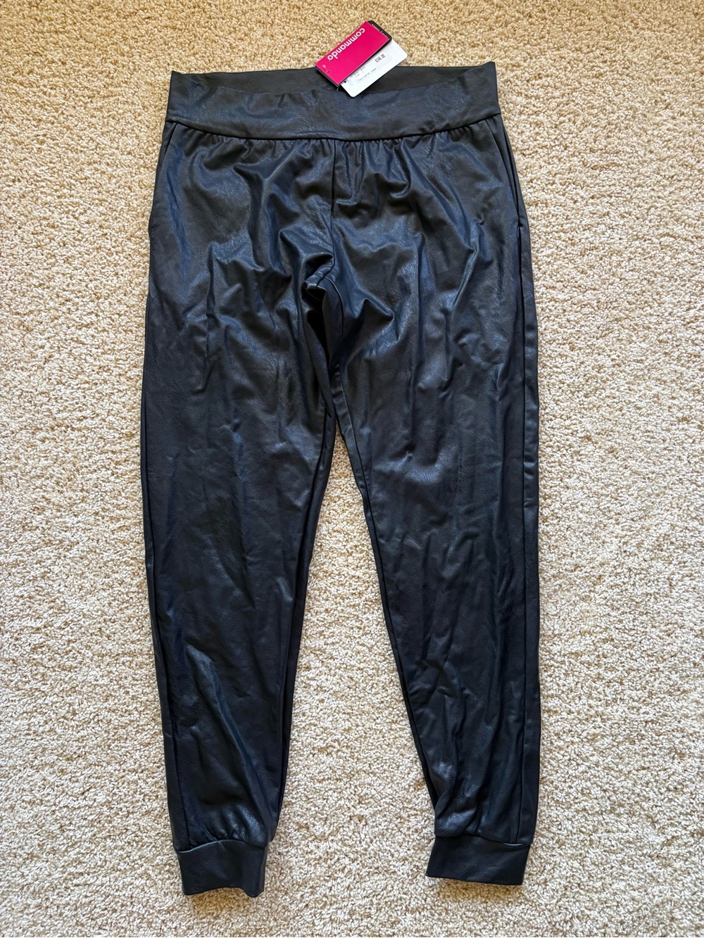 Commando Faux Leather Jogger Pants Black Size Large NWT